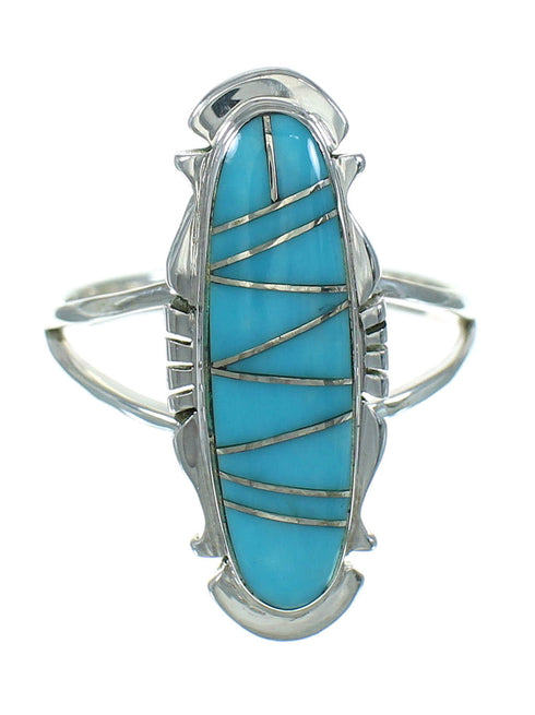 Southwestern Sterling Silver Turquoise Ring Size 5-1/2 QX83554