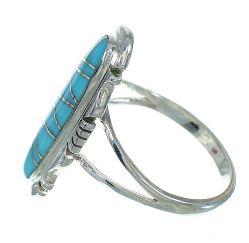 Southwestern Sterling Silver Turquoise Ring Size 5-1/2 QX83554