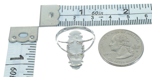 Southwestern Sterling Silver Turquoise Ring Size 5-1/2 QX83554