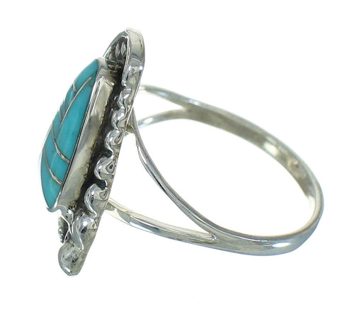 Sterling Silver Southwest Turquoise Flower Ring Size 8 QX83591