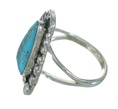Southwest Sterling Silver Turquoise Flower Ring Size 8-1/2 QX83602
