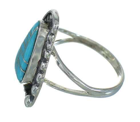 Southwestern Sterling Silver Turquoise Flower Ring Size 6-1/2 QX83603