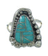 Southwestern Genuine Sterling Silver Turquoise Flower Ring Size 4-1/2 QX83611