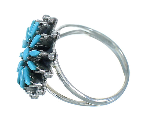 Silver Southwest Turquoise Needlepoint Ring Size 4-1/2 QX84722