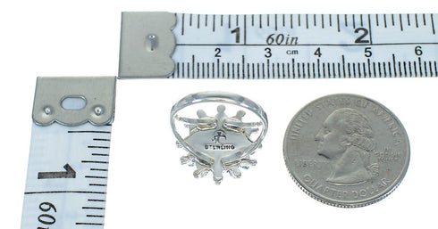 Turquoise Sterling Silver Southwest Needlepoint Ring Size 8-1/4 QX84740