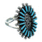 Southwestern Authentic Sterling Silver Turquoise Needlepoint Water Wave Ring Size 5-1/2 QX84757