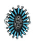 Turquoise Sterling Silver Southwest Needlepoint Water Wave Ring Size 7-3/4 QX84762