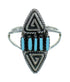 Turquoise Southwest Genuine Sterling Silver Needlepoint Water Wave Ring Size 7 QX84776