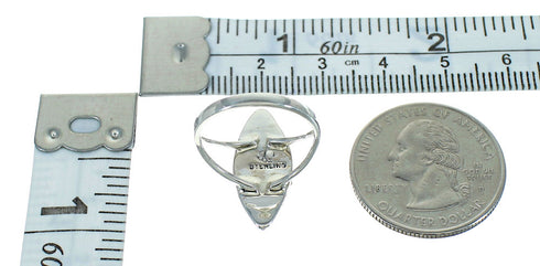 Turquoise Southwest Silver Needlepoint Water Wave Ring Size 5-3/4 QX84769