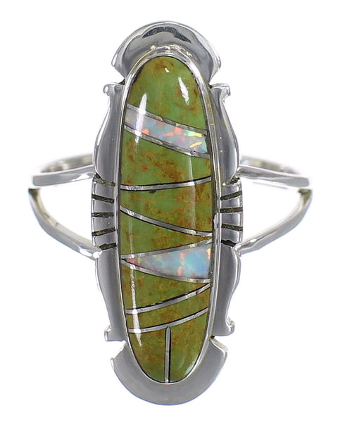 Southwestern Turquoise Opal Sterling Silver Ring Size 7-1/4 YX83532