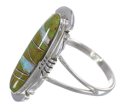 Southwestern Turquoise Opal Sterling Silver Ring Size 7-1/4 YX83532