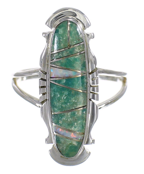 Southwest Turquoise Opal And Authentic Sterling Silver Ring Size 4-3/4 YX83604
