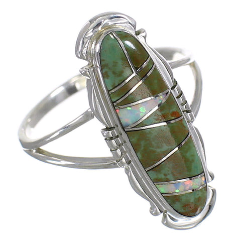 Southwest Opal Turquoise Authentic Sterling Silver Ring Size 5-1/2 YX83627