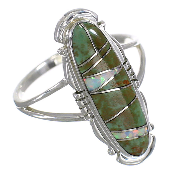 Southwest Opal Turquoise Authentic Sterling Silver Ring Size 5-1/2 YX83627
