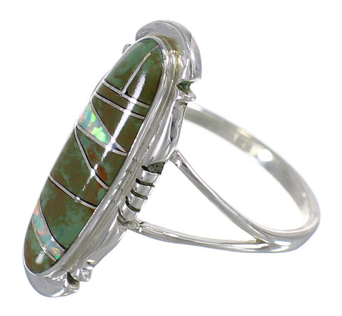 Southwest Opal Turquoise Authentic Sterling Silver Ring Size 5-1/2 YX83627
