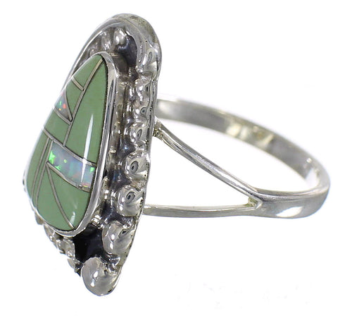 Authentic Sterling Silver Turquoise Opal Southwestern Flower Ring Size 8-1/4 YX83748