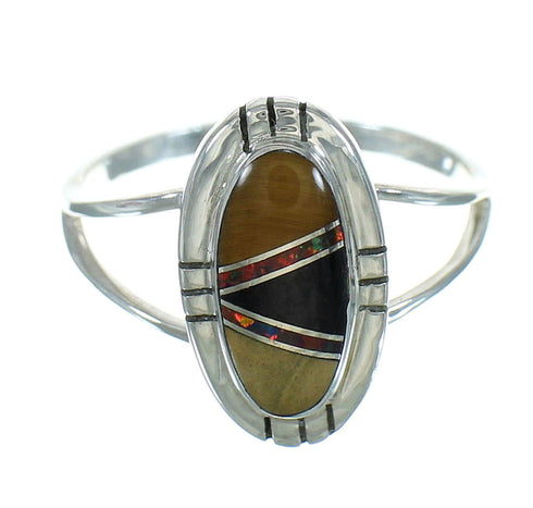 Silver Southwestern Multicolor Ring Size 7 UX83889