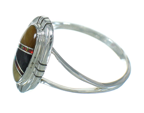 Silver Southwestern Multicolor Ring Size 7 UX83889