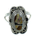 Genuine Sterling Silver And Multicolor Inlay Ring Size 6-1/2 UX83920