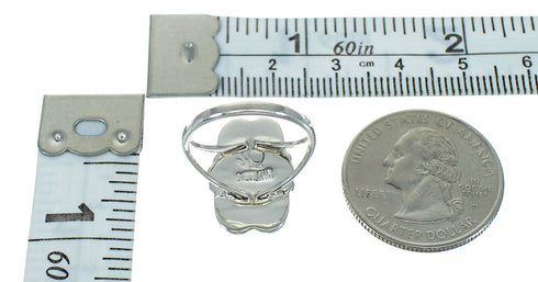 Genuine Sterling Silver And Multicolor Inlay Ring Size 6-1/2 UX83920