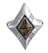 Southwestern Stering Silver Multicolor Inlay Ring Size 5 RX84031