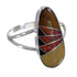 Multicolor Inlay Stering Silver Southwestern Ring Size 6-1/4 RX84089