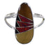 Multicolor Inlay Stering Silver Southwestern Ring Size 6-1/4 RX84089