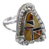 Sterling Silver Multicolor Inlay Ring Size 8 RX84173