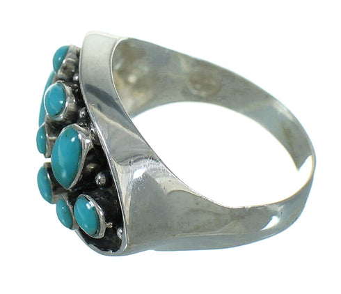 Turquoise Southwestern Sterling Silver Ring Size 8 QX84663