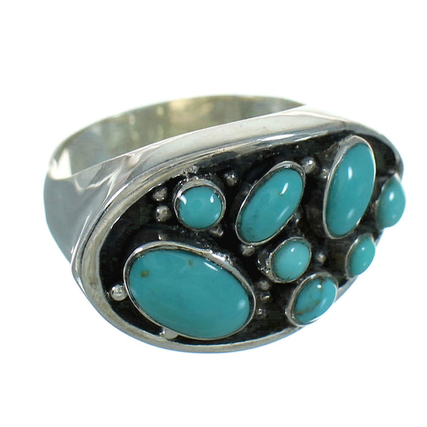 Turquoise Southwest Genuine Sterling Silver Ring Size 7-1/2 QX84669