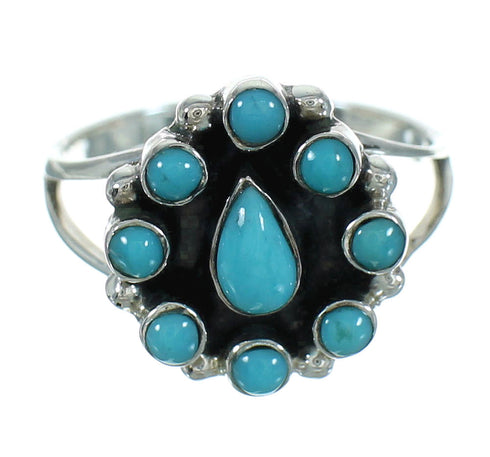 Sterling Silver Southwestern Turquoise Jewelry Ring Size 6 QX84704