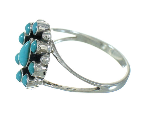 Authentic Sterling Silver Southwestern Turquoise Jewelry Ring Size 6-3/4 QX84706