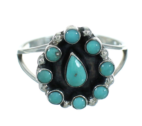 Southwest Genuine Sterling Silver Turquoise Jewelry Ring Size 5 QX84715