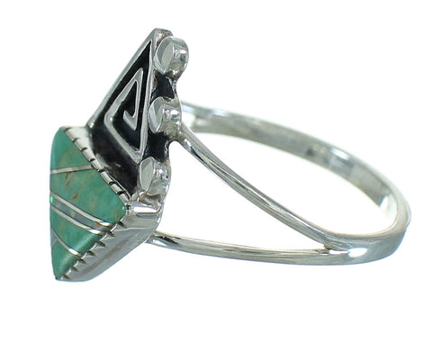 Turquoise Opal Water Wave Genuine Sterling Silver Southwestern Ring Size 7-1/2 QX83456