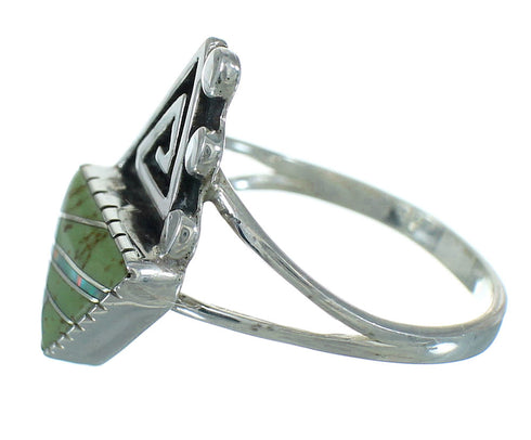 Silver Southwestern Water Wave Turquoise Opal Ring Size 8-1/2 QX83466