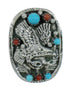 Turquoise Coral Eagle Sterling Silver Ring Size 7 RX84385