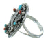 Turquoise Coral Eagle Genuine Sterling Silver Ring Size 4-3/4 RX84398
