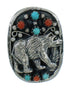 Southwest Sterling Silver Coral And Turquoise Bear Ring Size 8-1/4 RX84873