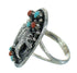 Southwestern Sterling Silver Turquoise And Coral Bear Ring Size 5-3/4 RX84855