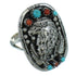 Genuine Sterling Silver Turquoise Coral Eagle Southwest Ring Size 6-1/4 RX84902