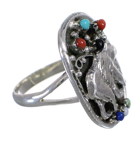 Silver And Multicolor Bear Ring Size 8-1/2 UX83952