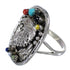 Southwest Multicolor Silver Eagle Ring Size 7-3/4 UX83989