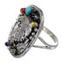 Southwestern Multicolor Silver Eagle Ring Size 8 UX83992