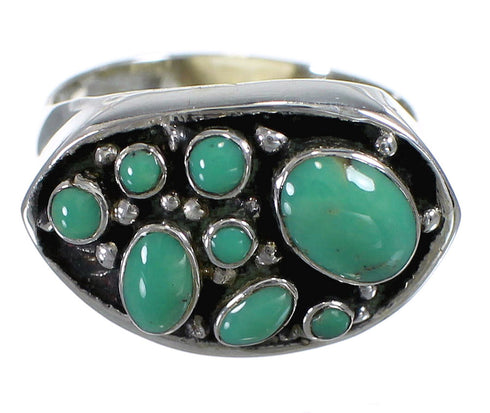 Southwestern Turquoise Sterling Silver Ring Size 7-1/4 YX84516