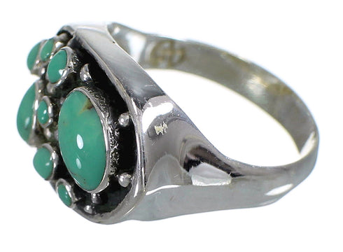 Southwestern Turquoise Sterling Silver Ring Size 7-1/4 YX84516