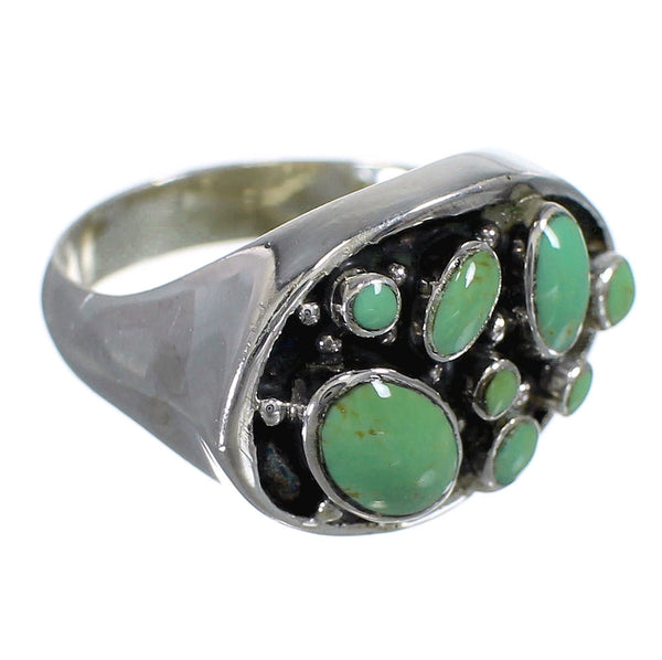 Southwest Turquoise Genuine Sterling Silver Ring Size 6-3/4 YX84524