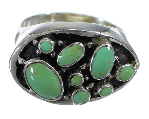 Southwest Turquoise Genuine Sterling Silver Ring Size 6-3/4 YX84524