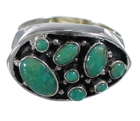 Southwest Turquoise And Genuine Sterling Silver Ring Size 7 YX84536
