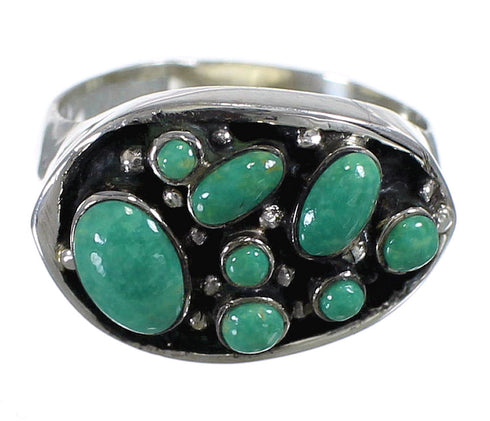 Southwestern Turquoise And Genuine Sterling Silver Ring Size 5-3/4 YX84538