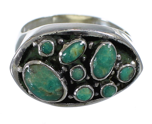 Southwestern Genuine Sterling Silver Turquoise Ring Size 6-3/4 YX84547